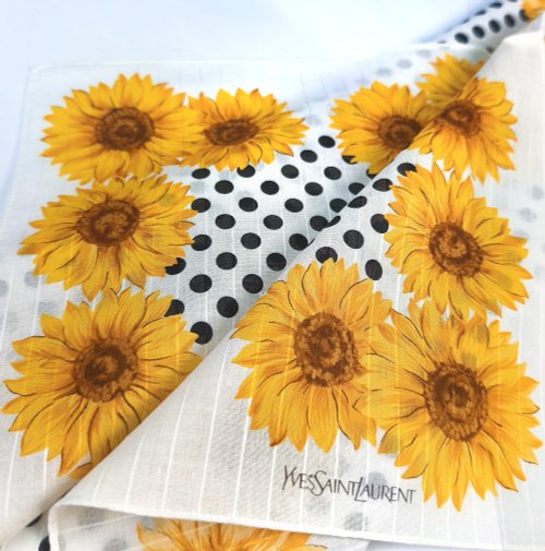 orangesodapanda Yves Saint Laurent Vintage Handkerchief Sunflower Gifts 18.5 x 18.5 inches