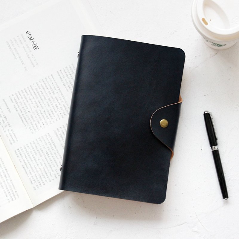 Black uniform a5 loose-leaf notebook handbook diary diary leather notepad exchange gift - สมุดบันทึก/สมุดปฏิทิน - หนังแท้ สีดำ