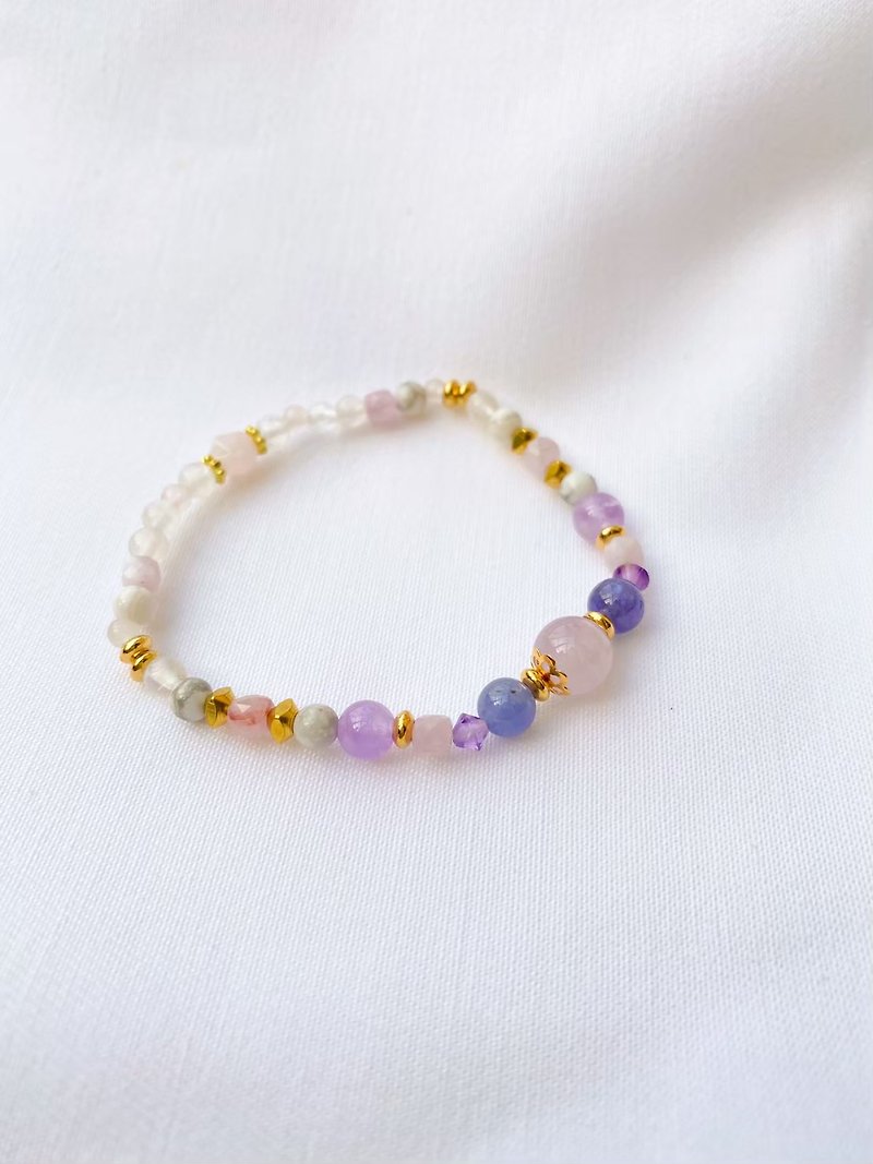 [Gardenia Honey Salt] Stone Lavender Amethyst Moonstone Amethyst Crystal Bracelet - Bracelets - Crystal 