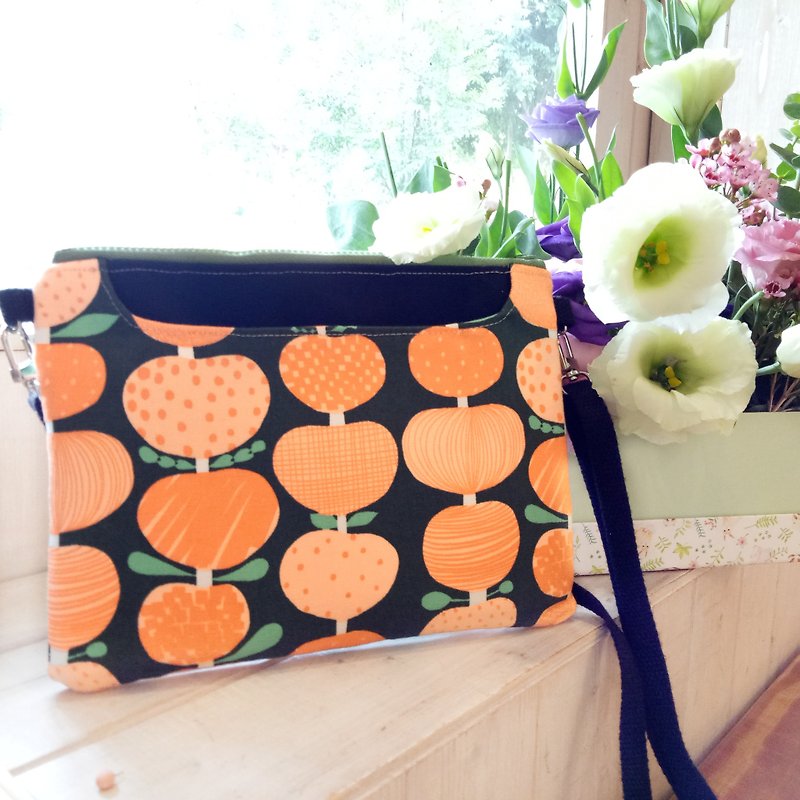 [Good day hand made] sweet peach three-layer bag / small bag / cross-body bag / shoulder bag / travel bag - Messenger Bags & Sling Bags - Cotton & Hemp Multicolor