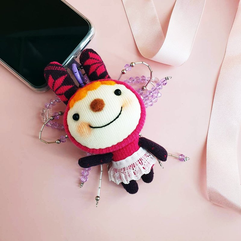 [Lucky Purple Baby] Flying Wings Pendant Sock Doll Gift - ตุ๊กตา - ไนลอน สีม่วง