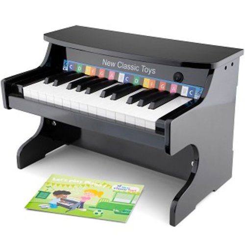 Rikunori Toys 瑞克腦力 【荷蘭New Classic Toys】幼兒25鍵電子鋼琴玩具-沉穩黑-10161