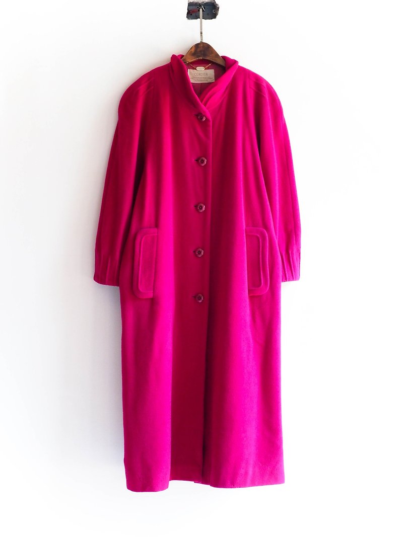 River Hill - Kagawa Fluorescent Peach Powder Stereo Grasp Design Small Collar Sheep Antique Wool Coat Jacket Wool Vintage wool vintage overcoat - เสื้อแจ็คเก็ต - ขนแกะ สึชมพู