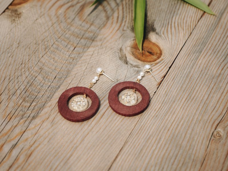 Sunrise Handmade Wooden earrings - ต่างหู - ไม้ 