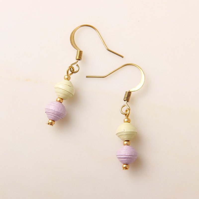 Musev pink purple double water jade earrings - Earrings & Clip-ons - Paper Multicolor