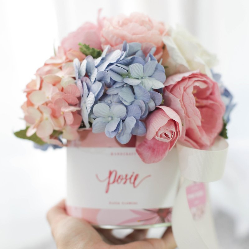 GL301 : Pastel Pink&Blue Aromatic Gift Flower Gift Box Size 8"x7" - 香薰/精油/線香 - 紙 粉紅色