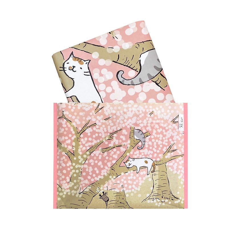 Sunny Bag x Miss Cat Ms.Cat-Picnic Mat_Ukiyo Cat Painting-Sakuragi Flower Road - Camping Gear & Picnic Sets - Other Materials Pink