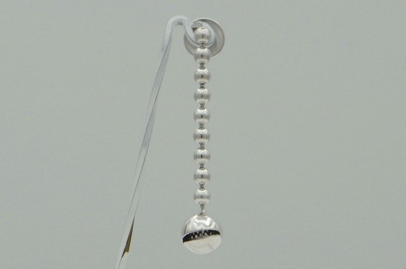 anti smile ball chain Pierce_1 type:B (s_m-O.59) 笑臉 穿孔耳环 sterling silver earring - 耳環/耳夾/耳骨夾 - 其他金屬 銀色