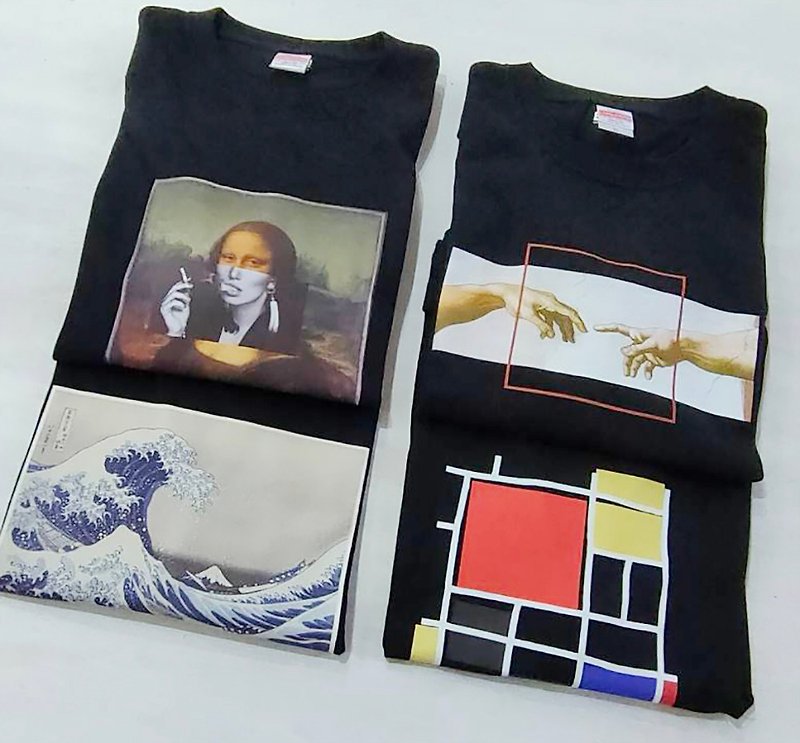 [Combination] Famous Painting Series Cotton T+Canvas Bag - Men's T-Shirts & Tops - Cotton & Hemp 