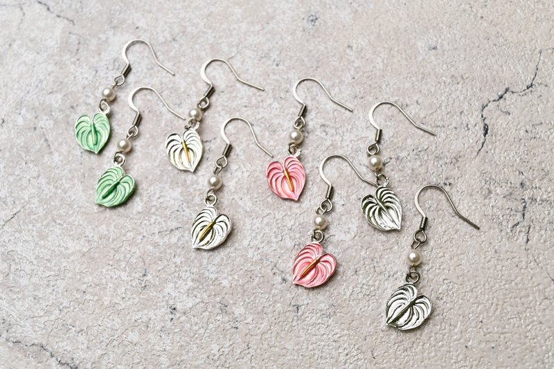 Flower Series-Burning Heart Flamingo Shape Hook Earrings Basic Stainless Steel Ear Hooks - Earrings & Clip-ons - Silver Silver