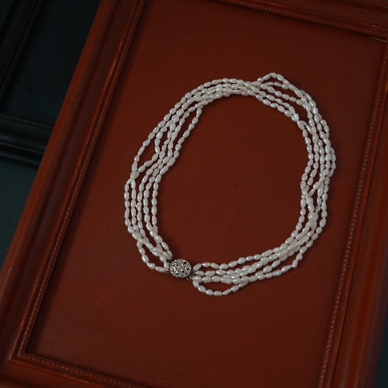 Five-in-one natural pearl necklace with box vintage antique jewelry necklace Mother's Day gift - สร้อยคอ - ไข่มุก ขาว