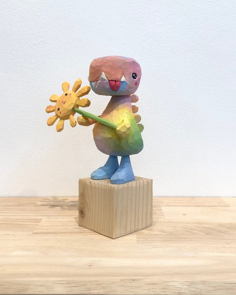 Rainbow T-rex - 擺飾/家飾品 - 木頭 