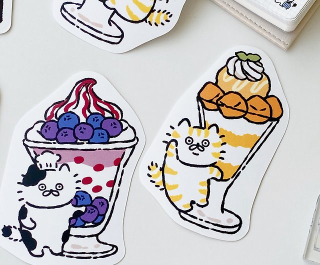 3 small cats single big stickers five generations/waterproof  stickers/various patterns - Shop 3-little-cat Stickers - Pinkoi