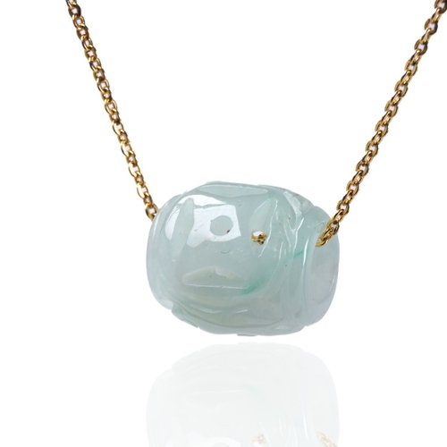 瓔珞珠寶盒 E.L.Jewelry Box 【萬事亨通】冰種飄綠翡翠雕花路路通項鍊|天然緬甸翡翠A貨|送禮