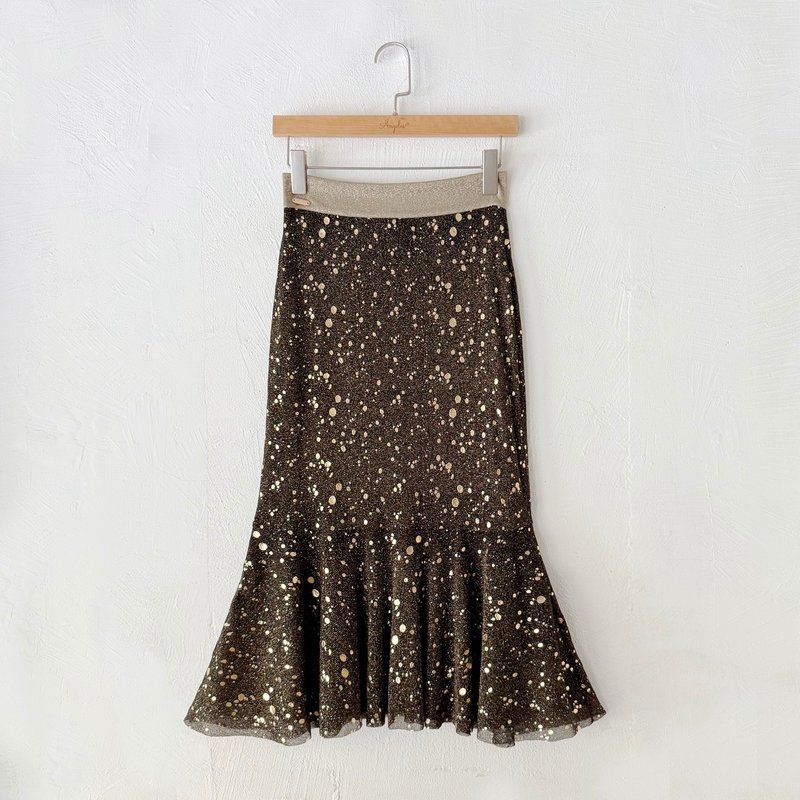訂製系列-後開岔魚尾裙(金沙點點) - 裙子/長裙 - 其他材質 金色