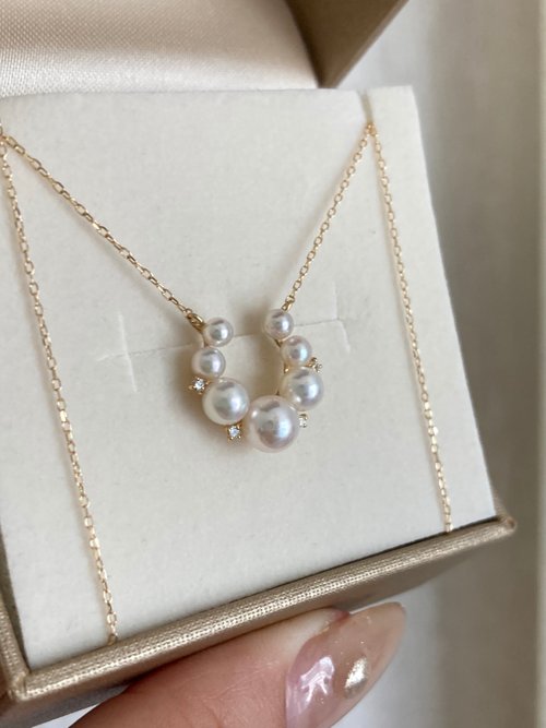 KOKO PEARL JEWELRY 18k金 日本產海水Akoya珍珠別緻馬蹄形設計 珍珠項鍊