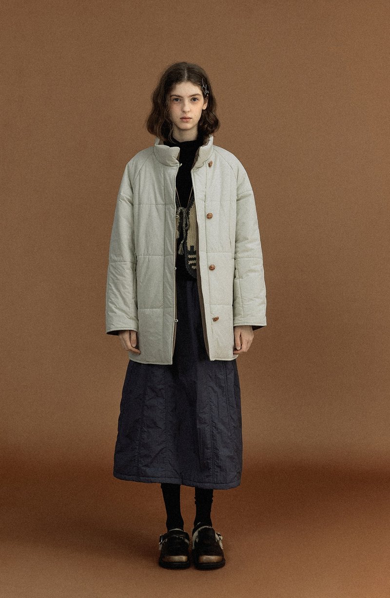復古的黃油麵包服 兩面可穿啞光棉衣 - 女上衣/長袖上衣 - 其他材質 綠色