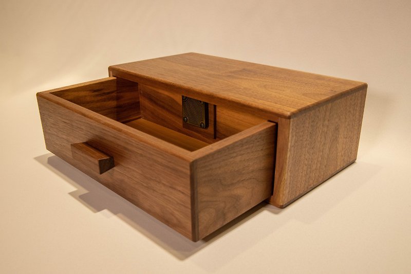 [New Product] Semi-hidden single drawer box with lock丨Can be laser engraved - Storage - Wood Brown