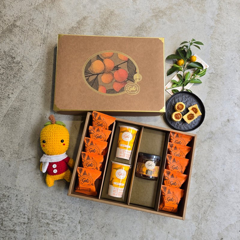 New Year Ju Feng gift box LA8 (10 pieces of crispy cake + 2 pieces of kumquat C-jelly + optional combination) - Comes with carrying bag - Cake & Desserts - Fresh Ingredients 