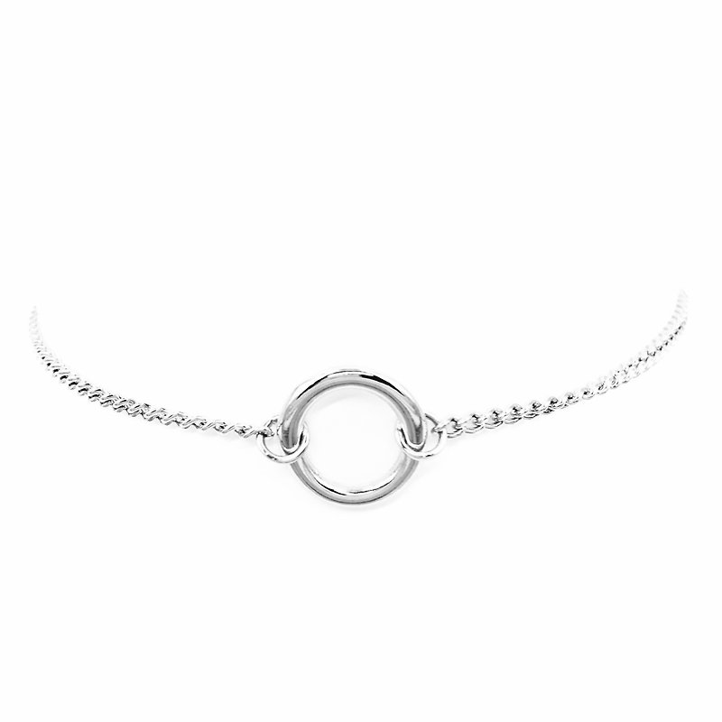 Silver circle chain rope necklace (medium) - สร้อยคอ - วัสดุอื่นๆ สีเงิน