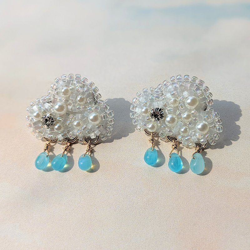 rain cloud earrings - Earrings & Clip-ons - Other Metals Blue