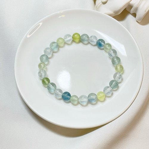 Sharlie handmade jewelry 【嚴選】碎冰海藍寶 清透漸變葡萄石 藍綠螢石 水晶手鍊