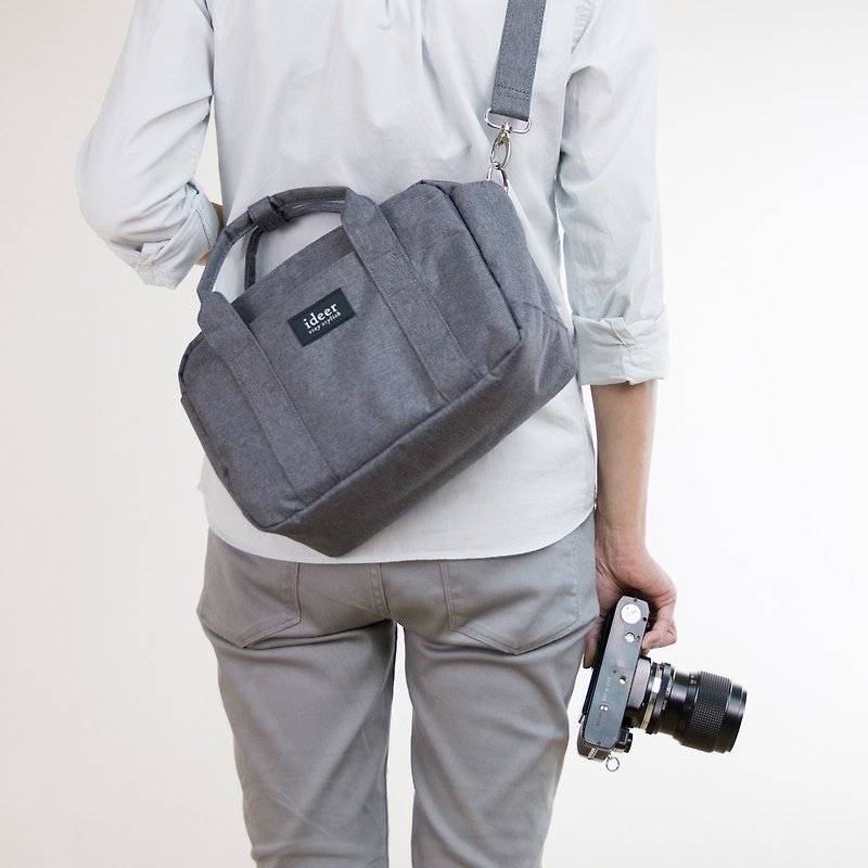 BLADEN簡約灰色側背手提包中包三用相機包 - 相機包/相機袋 - 其他材質 灰色
