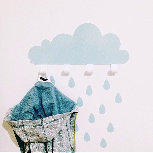 小大人設計選物 西班牙 Tresxics大雲朵小雨滴掛勾+壁貼(藍)