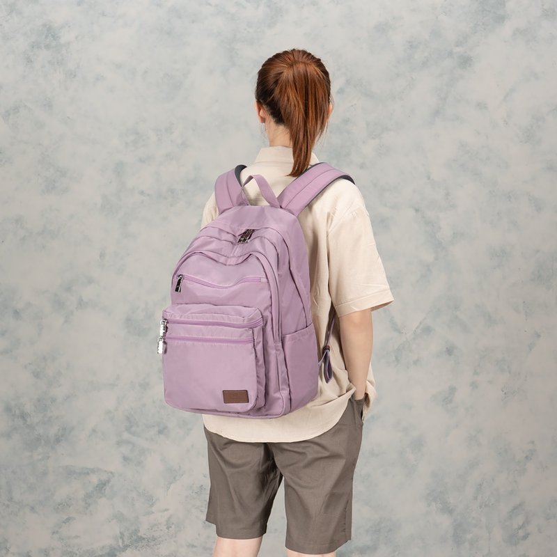 Backpack-Fenglu Double Zipper Waterproof Backpack-6003-35-Multicolor Optional - กระเป๋าเป้สะพายหลัง - ไนลอน สีม่วง