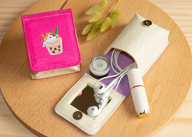 [Choose 2 pieces for free shipping] Naji small embroidery gift box/lipstick box - กระเป๋าเครื่องสำอาง - เส้นใยสังเคราะห์ หลากหลายสี