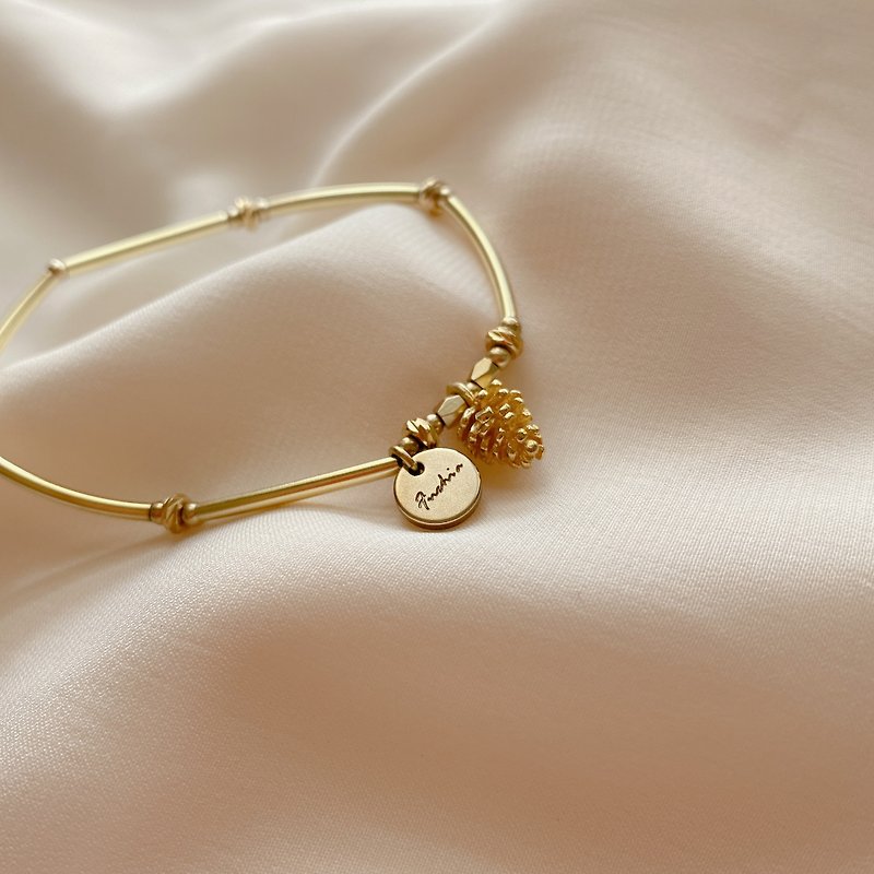 Winter pinecone- brass bracelet - Bracelets - Copper & Brass Gold