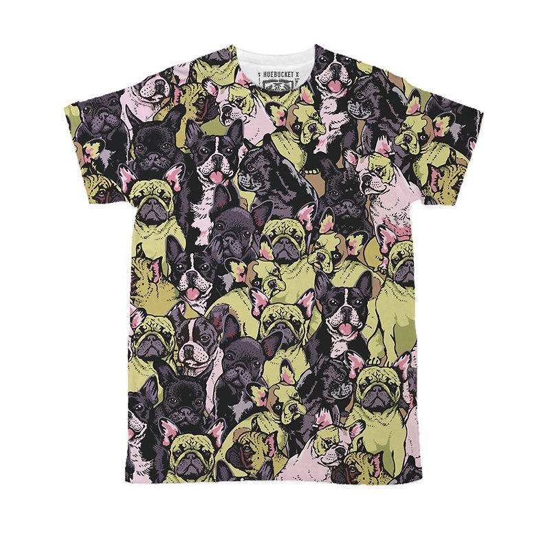 PUG Life • Social Frenchies • Unisex T-shirt - เสื้อยืดผู้ชาย - เส้นใยสังเคราะห์ สีนำ้ตาล