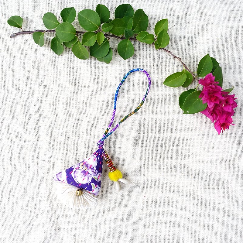 DUNIA世界製造所 /Samosa bag charms/ 金三角吊飾#9 - 鑰匙圈/鑰匙包 - 棉．麻 紫色