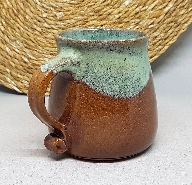 Pottery mug handmade 9oz Mugs handmade Ceramic mug stone Ukraine pottery - 杯子 - 黏土 綠色