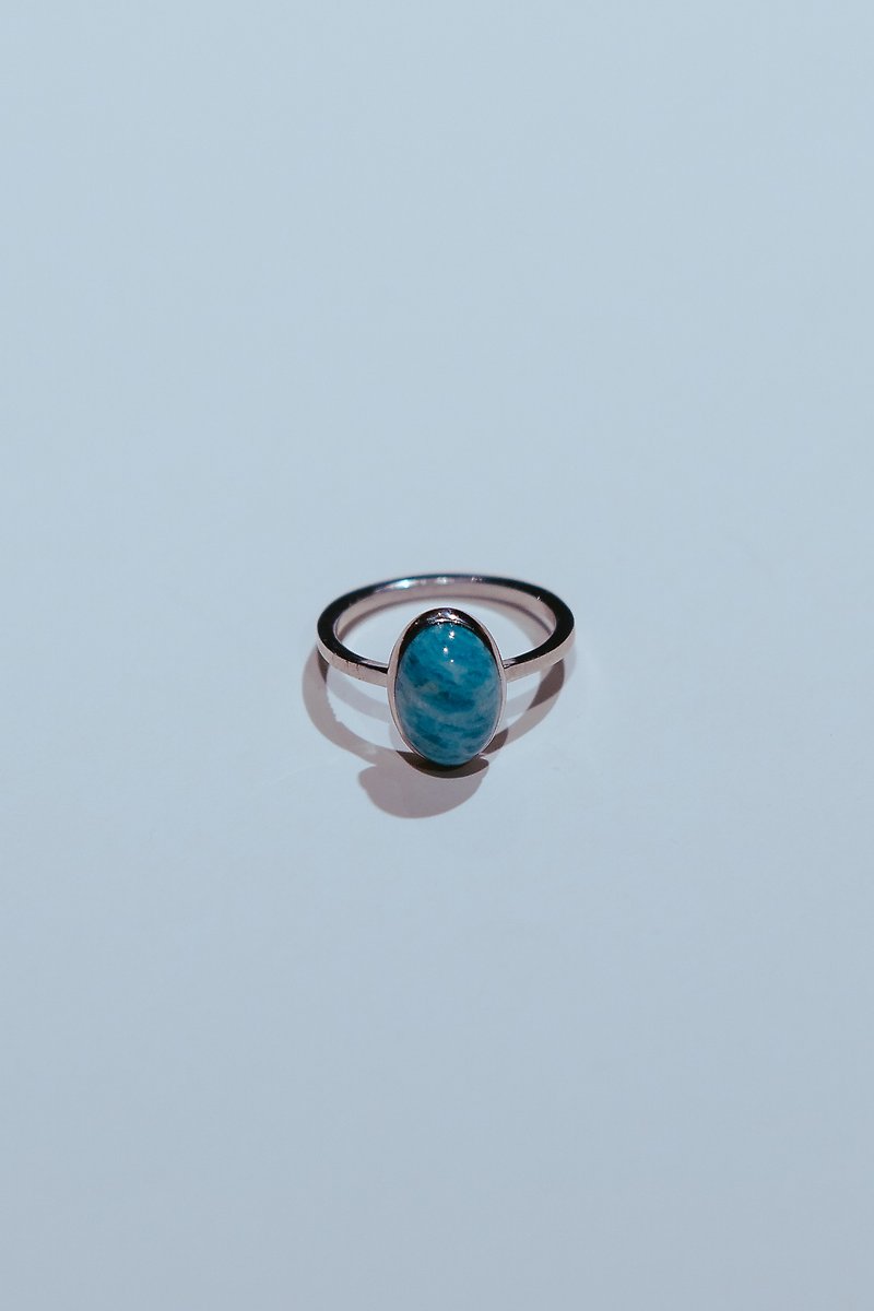 Oval series - Amazonite Oval Simple Ring - General Rings - Silver Silver