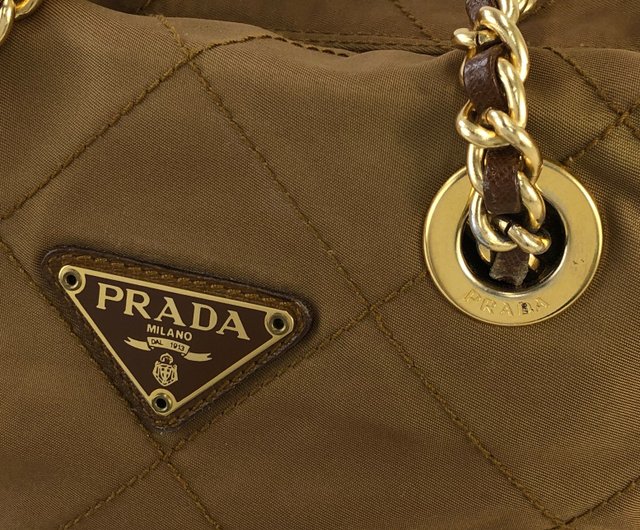 日本直送 名牌中古包 】PRADA プラダ キルティング トライアングルロゴ