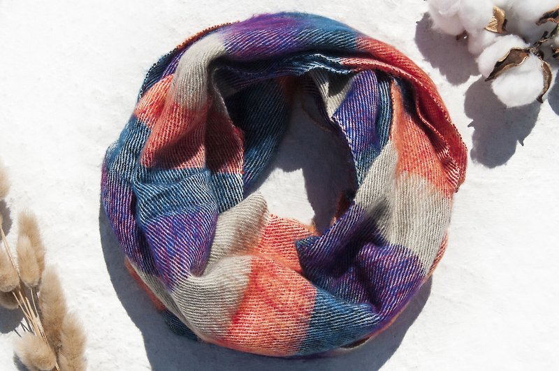 Birthday gift pure wool scarf / hand-knitted scarf / woven scarf / pure wool scarf-grape orange - ผ้าพันคอ - ขนแกะ หลากหลายสี
