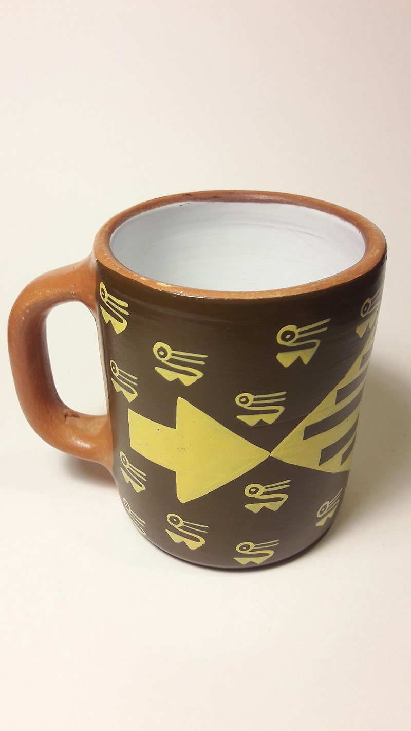 祕魯手繪印加圖騰馬克杯 - 茶壺/茶杯/茶具 - 陶 咖啡色