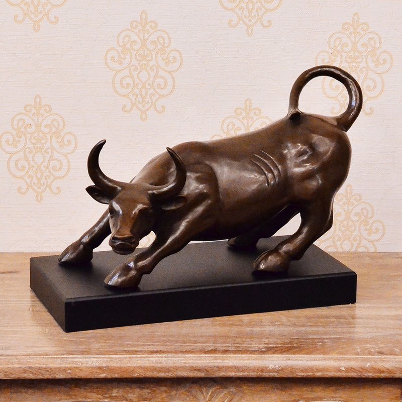【DREAM LIGHTS傢俱家飾館】大牛勢銅雕木座 0D00346|鄉村風 - 擺飾/家飾品 - 銅/黃銅 咖啡色