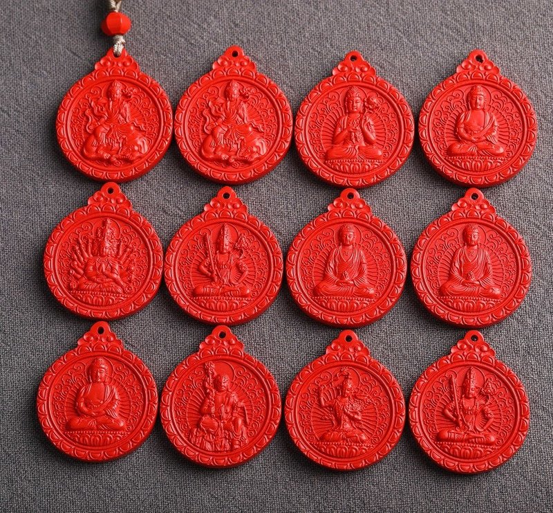 Natural cinnabar fine red sand twelve zodiac guardian pendant cinnabar content over 95% - สร้อยคอ - เครื่องเพชรพลอย 