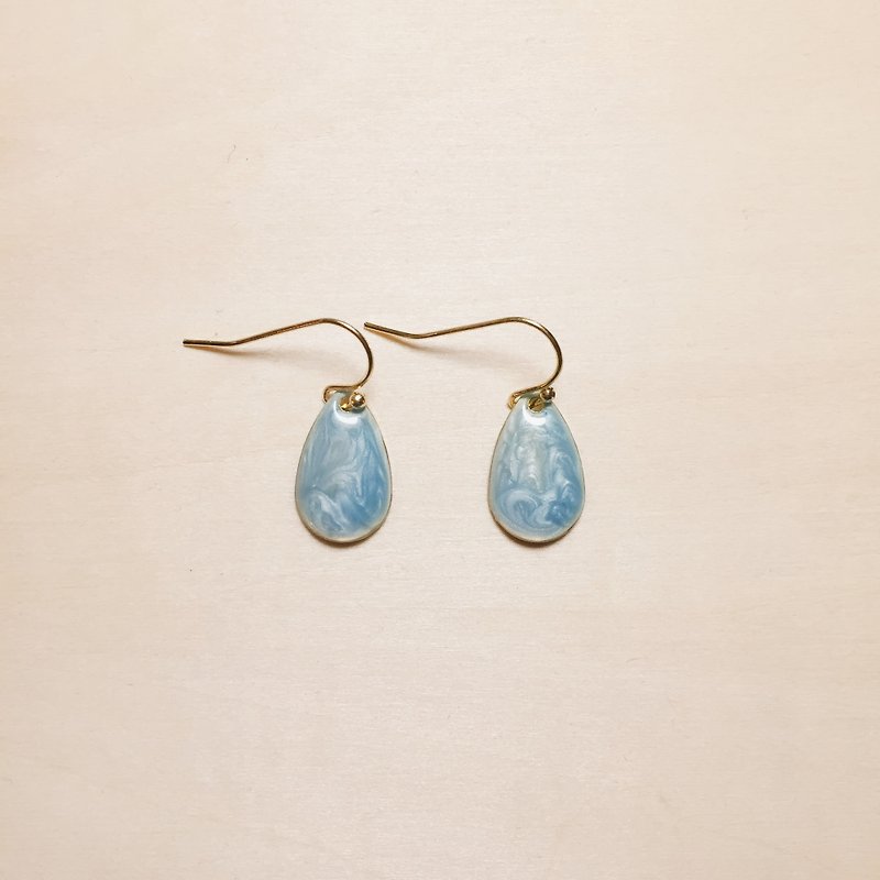 Retro sky blue drip glaze drop earrings - ต่างหู - สี สีน้ำเงิน