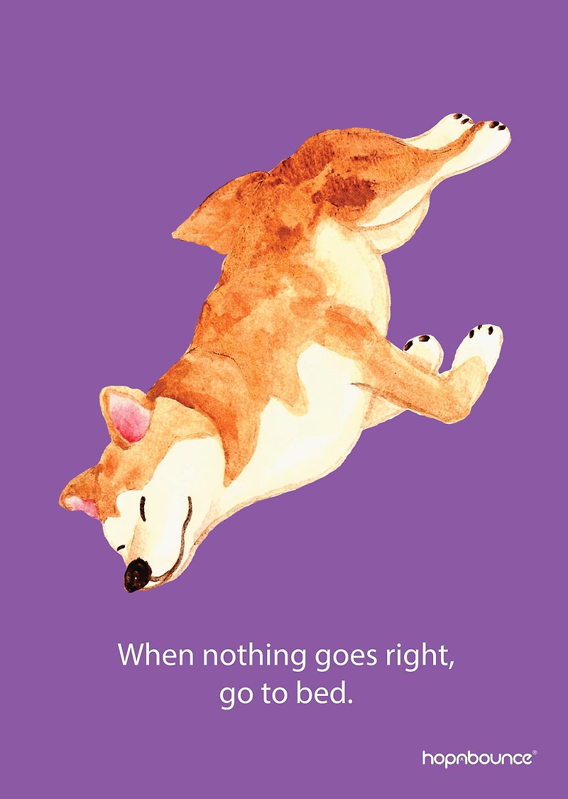 柴犬 小狗 水彩 手繪 插畫 複製畫 海報 - 掛牆畫/海報 - 紙 紫色