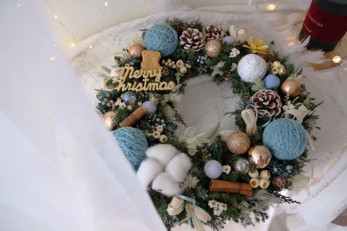 かわいいクマ杉クリスマス リースブルー装飾永遠のクリスマス リース