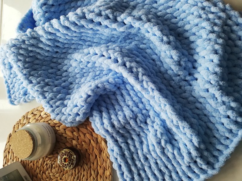 UNBELIEVEBLE PRICE! Mother's day gift idea weighted blanket chenille bedspread - 棉被/毛毯 - 聚酯纖維 藍色