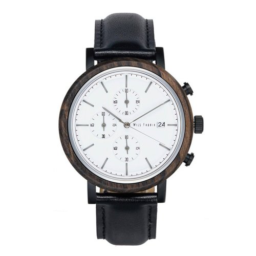 Wils Fabrik Chrono White WX (黑檀木皮帶款腕錶)