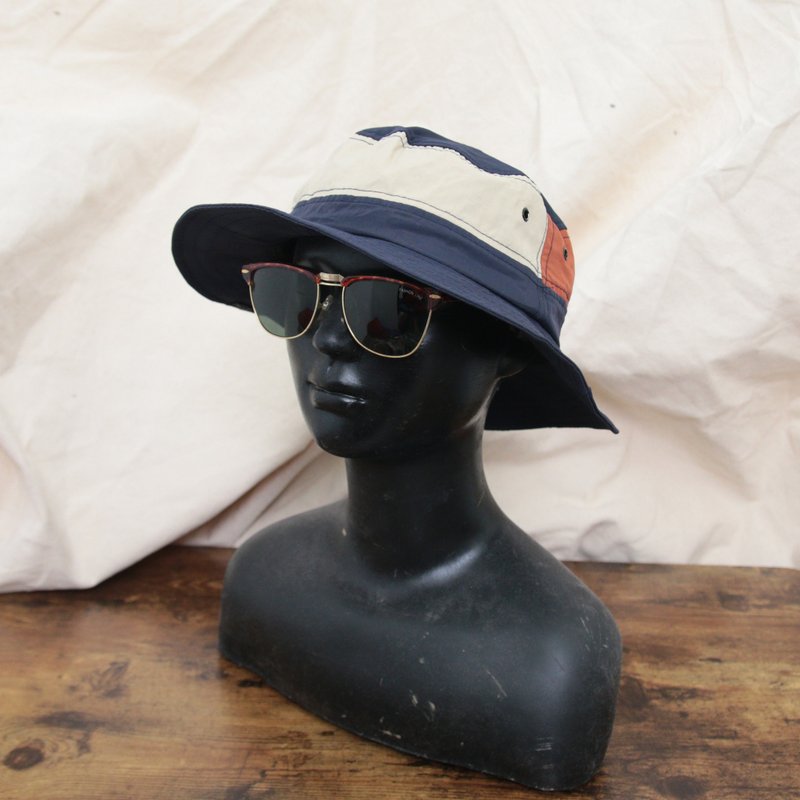 Back to Green:: 戶外漁夫帽 色塊拼布 漁夫帽 d-23//vintage hat - 帽子 - 棉．麻 