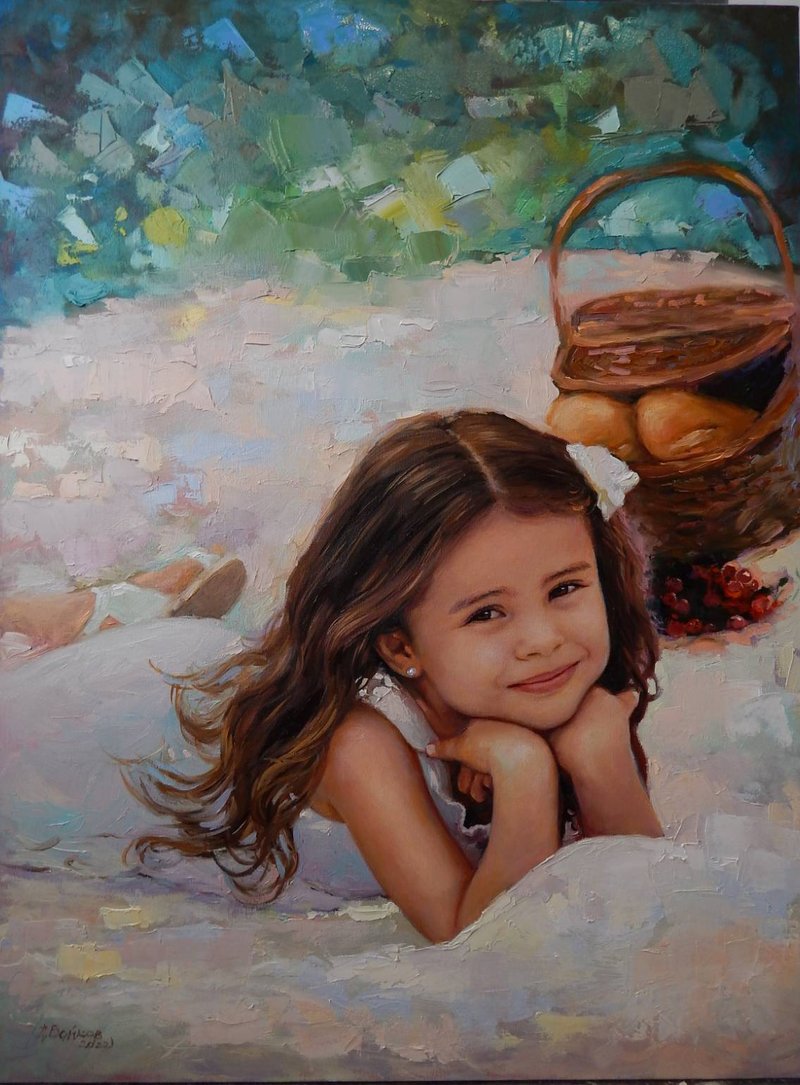 Painting portrait from photo, Oil portrait on canvas, Custom portrait painting - 似顏繪/客製畫 - 其他材質 