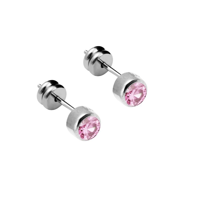 ミニマリストクリスタルダイヤモンドピンクの純チタン耳鍼治療ペアの非アレルギー性6色オプションの2つのチタンステッカー - ピアス・イヤリング - 宝石 ピンク