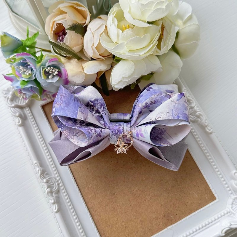 Exclusive three-dimensional double-sided bow intersecting banana clip hairpin - purple antique style - เครื่องประดับผม - วัสดุอื่นๆ สีม่วง