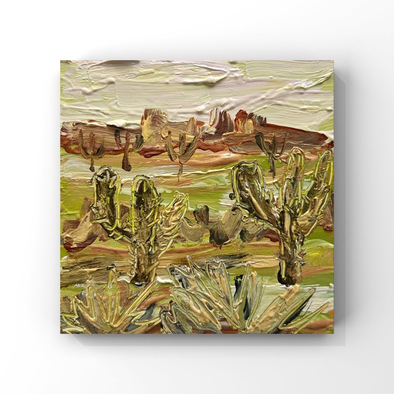 Arizona desert landscape original oil painting Western landscape Southwest decor - 海報/掛畫/掛布 - 其他材質 多色
